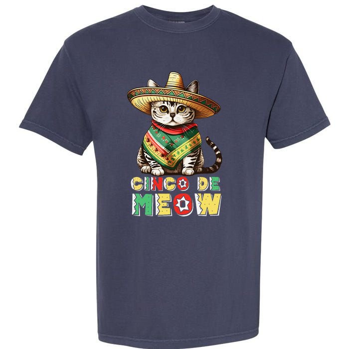 Cinco De Mayo Funny Mexican Cat Sombrero Poncho Garment-Dyed Heavyweight T-Shirt