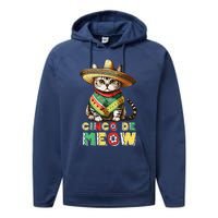 Cinco De Mayo Funny Mexican Cat Sombrero Poncho Performance Fleece Hoodie