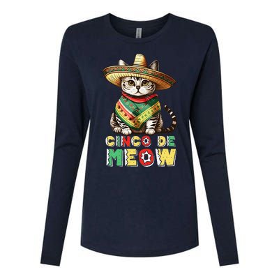 Cinco De Mayo Funny Mexican Cat Sombrero Poncho Womens Cotton Relaxed Long Sleeve T-Shirt