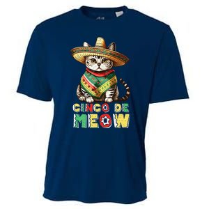 Cinco De Mayo Funny Mexican Cat Sombrero Poncho Cooling Performance Crew T-Shirt