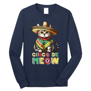 Cinco De Mayo Funny Mexican Cat Sombrero Poncho Long Sleeve Shirt