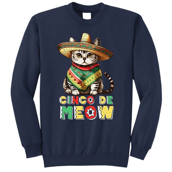 Cinco De Mayo Funny Mexican Cat Sombrero Poncho Sweatshirt