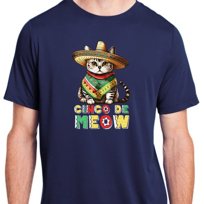 Cinco De Mayo Funny Mexican Cat Sombrero Poncho Adult ChromaSoft Performance T-Shirt