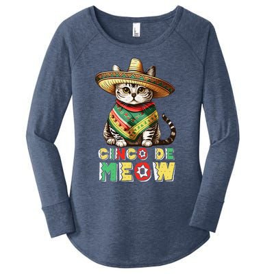 Cinco De Mayo Funny Mexican Cat Sombrero Poncho Women's Perfect Tri Tunic Long Sleeve Shirt