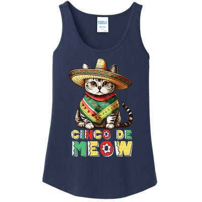 Cinco De Mayo Funny Mexican Cat Sombrero Poncho Ladies Essential Tank