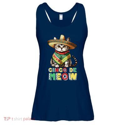 Cinco De Mayo Funny Mexican Cat Sombrero Poncho Ladies Essential Flowy Tank