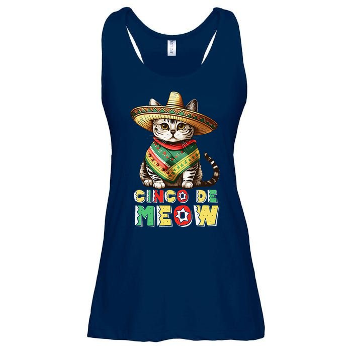 Cinco De Mayo Funny Mexican Cat Sombrero Poncho Ladies Essential Flowy Tank