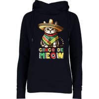 Cinco De Mayo Funny Mexican Cat Sombrero Poncho Womens Funnel Neck Pullover Hood