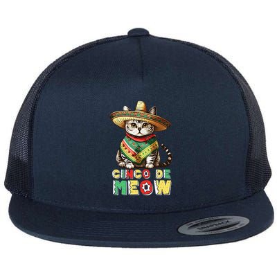 Cinco De Mayo Funny Mexican Cat Sombrero Poncho Flatbill Hat