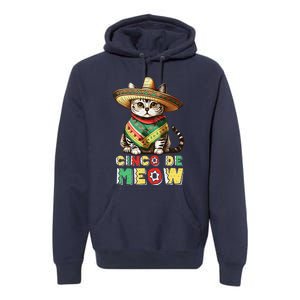 Cinco De Mayo Funny Mexican Cat Sombrero Poncho Premium Hoodie