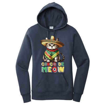 Cinco De Mayo Funny Mexican Cat Sombrero Poncho Women's Pullover Hoodie