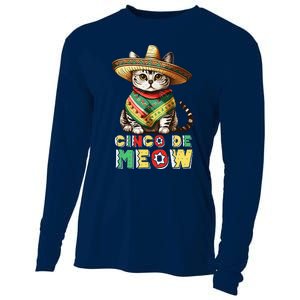 Cinco De Mayo Funny Mexican Cat Sombrero Poncho Cooling Performance Long Sleeve Crew