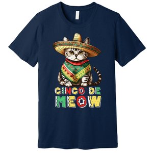 Cinco De Mayo Funny Mexican Cat Sombrero Poncho Premium T-Shirt