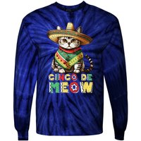 Cinco De Mayo Funny Mexican Cat Sombrero Poncho Tie-Dye Long Sleeve Shirt