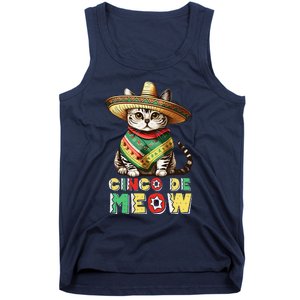 Cinco De Mayo Funny Mexican Cat Sombrero Poncho Tank Top