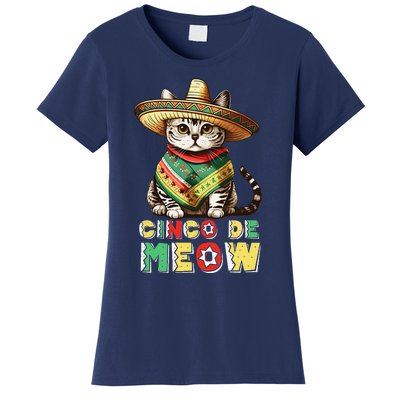 Cinco De Mayo Funny Mexican Cat Sombrero Poncho Women's T-Shirt