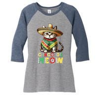 Cinco De Mayo Funny Mexican Cat Sombrero Poncho Women's Tri-Blend 3/4-Sleeve Raglan Shirt