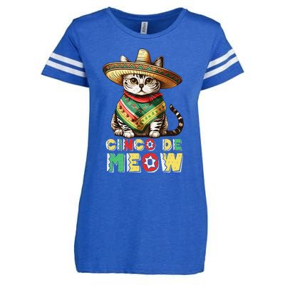 Cinco De Mayo Funny Mexican Cat Sombrero Poncho Enza Ladies Jersey Football T-Shirt