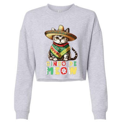 Cinco De Mayo Funny Mexican Cat Sombrero Poncho Cropped Pullover Crew