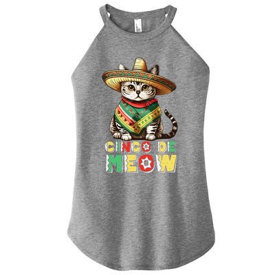 Cinco De Mayo Funny Mexican Cat Sombrero Poncho Women's Perfect Tri Rocker Tank