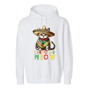 Cinco De Mayo Funny Mexican Cat Sombrero Poncho Garment-Dyed Fleece Hoodie