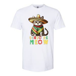 Cinco De Mayo Funny Mexican Cat Sombrero Poncho Softstyle CVC T-Shirt