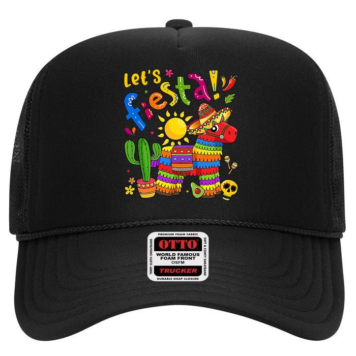 Cinco De Mayo Girl Boy Mexican Lets Fiesta Fun High Crown Mesh Back Trucker Hat