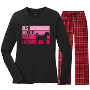 Cool Doodle Mom Art Women Aussiedoodle Goldendoodle Dog Women's Long Sleeve Flannel Pajama Set 