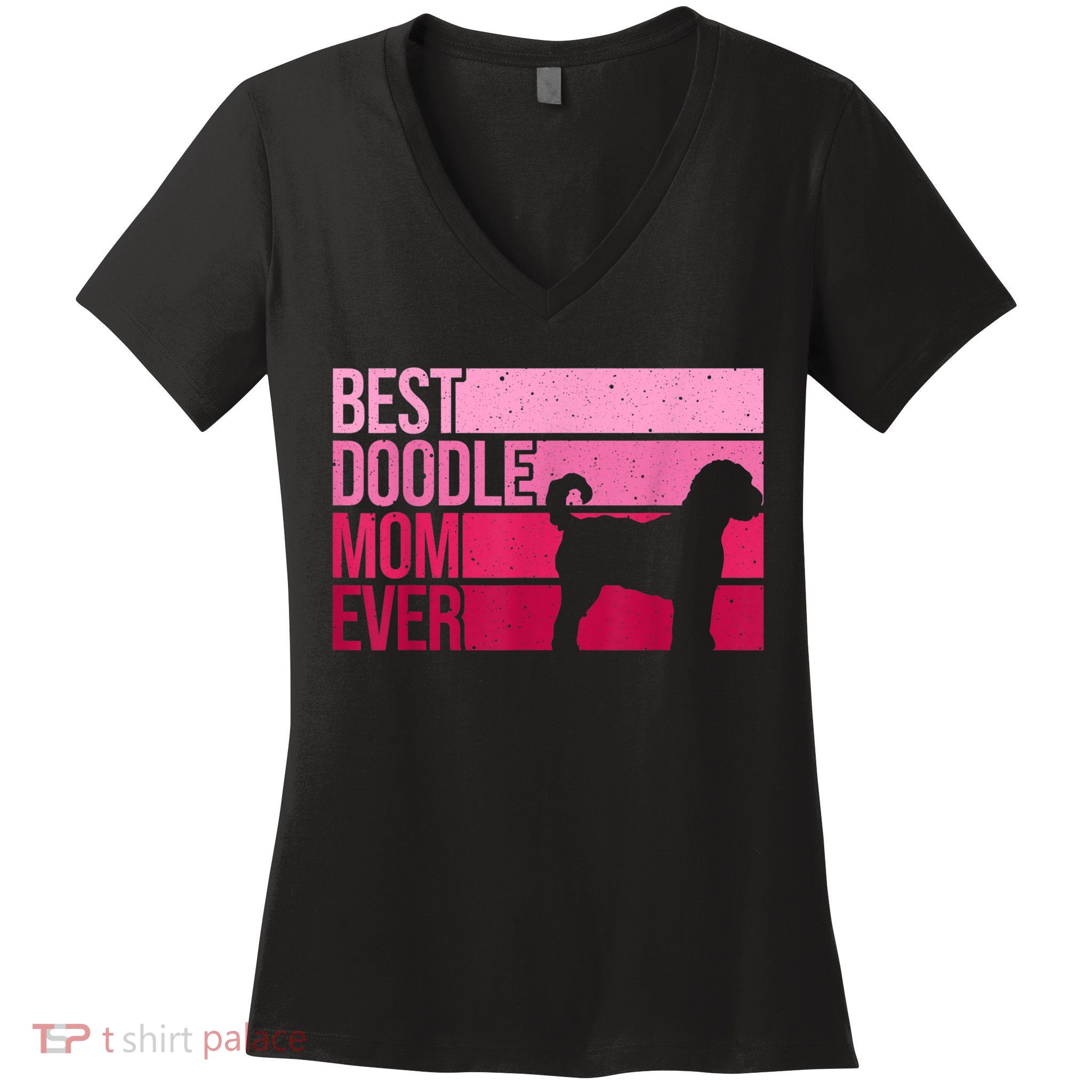 Cool Doodle Mom Art Women Aussiedoodle Goldendoodle Dog Women's V-Neck T-Shirt