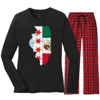 Cinco De Mayo Chicago Mexican Flag Women Gift Women's Long Sleeve Flannel Pajama Set 