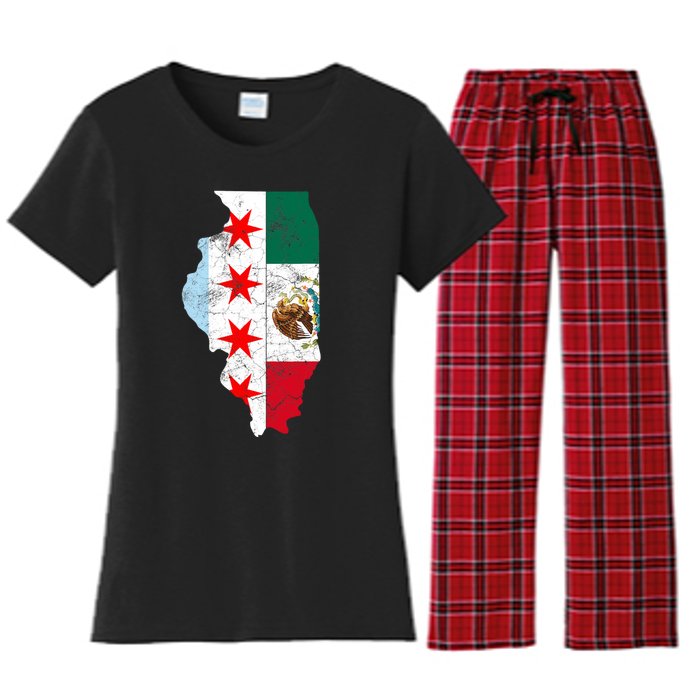 Cinco De Mayo Chicago Mexican Flag Women Gift Women's Flannel Pajama Set