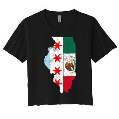 Cinco De Mayo Chicago Mexican Flag Women Gift Women's Crop Top Tee