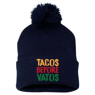 Cinco De Mayo S Tacos Before Vatos Funny Mexican Tees Pom Pom 12in Knit Beanie