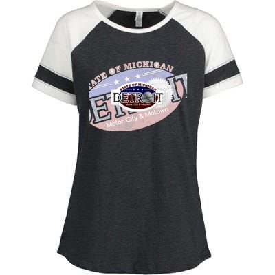 Cool Detroit Motor City Motown Logo Enza Ladies Jersey Colorblock Tee