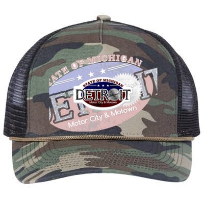 Cool Detroit Motor City Motown Logo Retro Rope Trucker Hat Cap