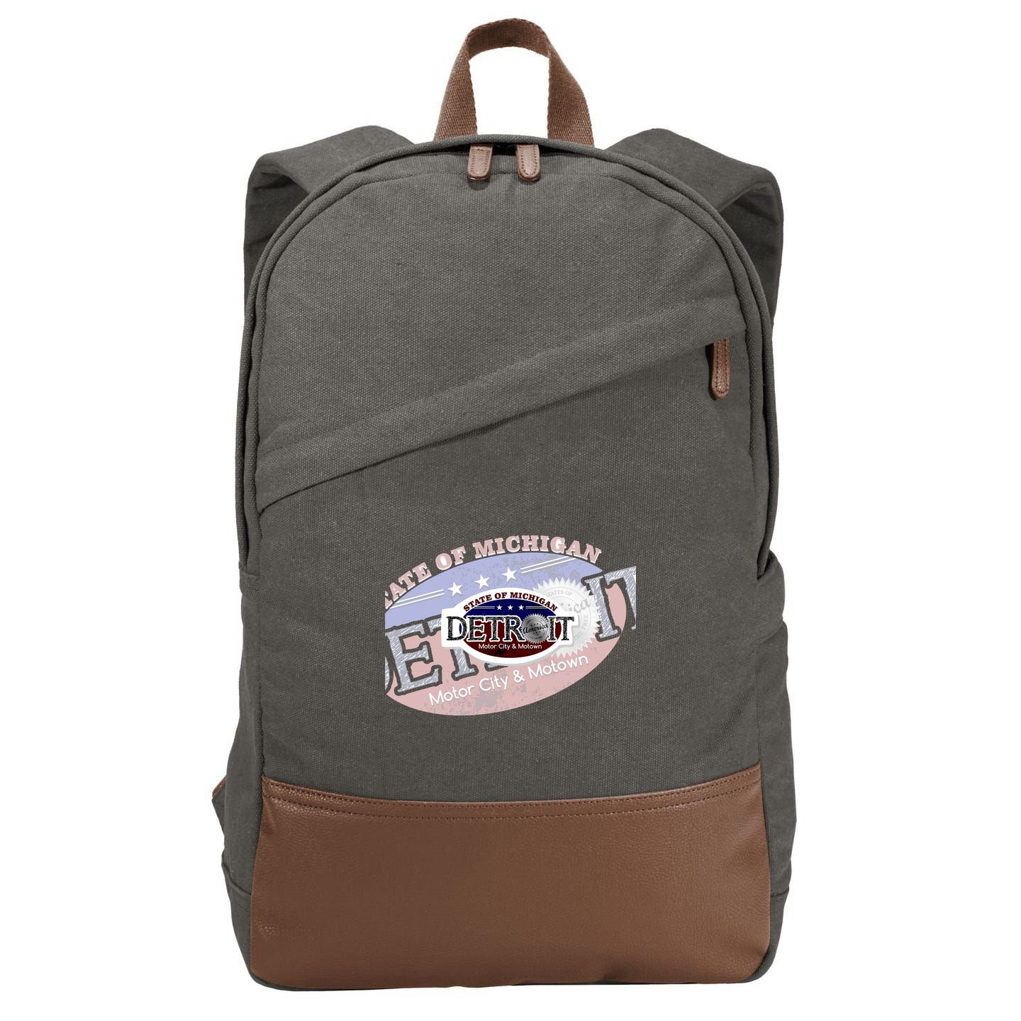 Cool Detroit Motor City Motown Logo Cotton Canvas Backpack
