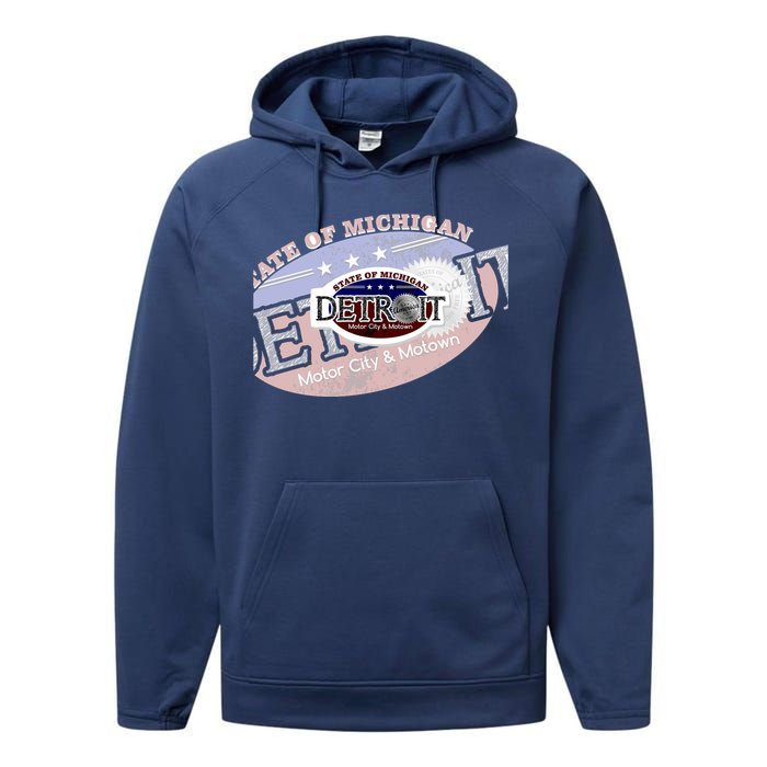 Cool Detroit Motor City Motown Logo Performance Fleece Hoodie