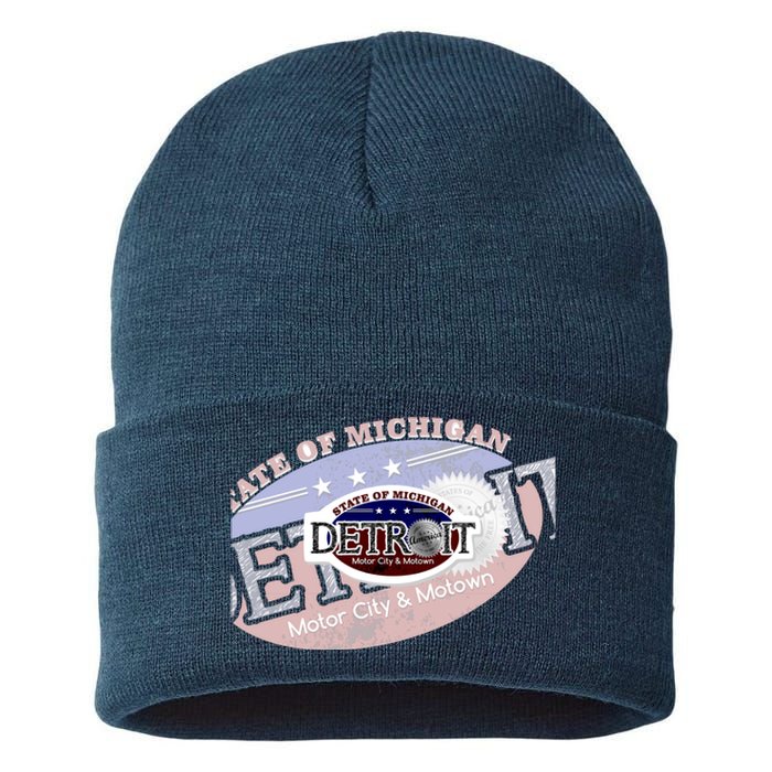 Cool Detroit Motor City Motown Logo Sustainable Knit Beanie