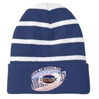 Cool Detroit Motor City Motown Logo Striped Beanie with Solid Band