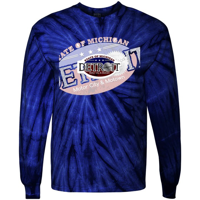 Cool Detroit Motor City Motown Logo Tie-Dye Long Sleeve Shirt