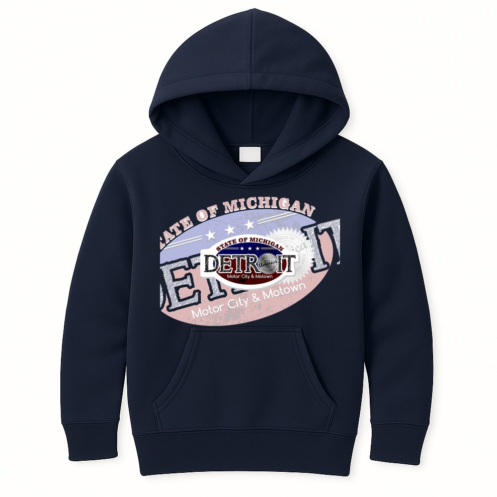 Cool Detroit Motor City Motown Logo Kids Hoodie