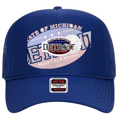 Cool Detroit Motor City Motown Logo High Crown Mesh Back Trucker Hat