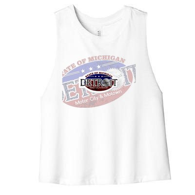 Cool Detroit Motor City Motown Logo Women's Racerback Cropped Tank