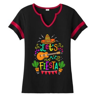 Cinco De Mayo Mexican Guitar Cactus Ladies Halftime Notch Neck Tee