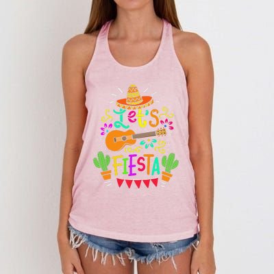 Cinco De Mayo Mexican Guitar Cactus Women's Knotted Racerback Tank