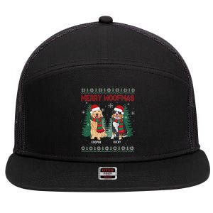 Christmas Dog Merry Woofmas 7 Panel Mesh Trucker Snapback Hat