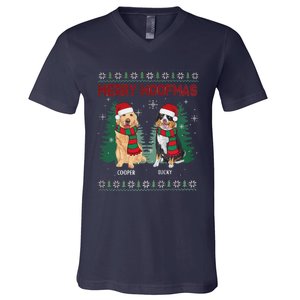 Christmas Dog Merry Woofmas V-Neck T-Shirt