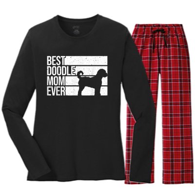 Cool Doodle Mom Art Women Aussiedoodle Goldendoodle Dog Women's Long Sleeve Flannel Pajama Set 