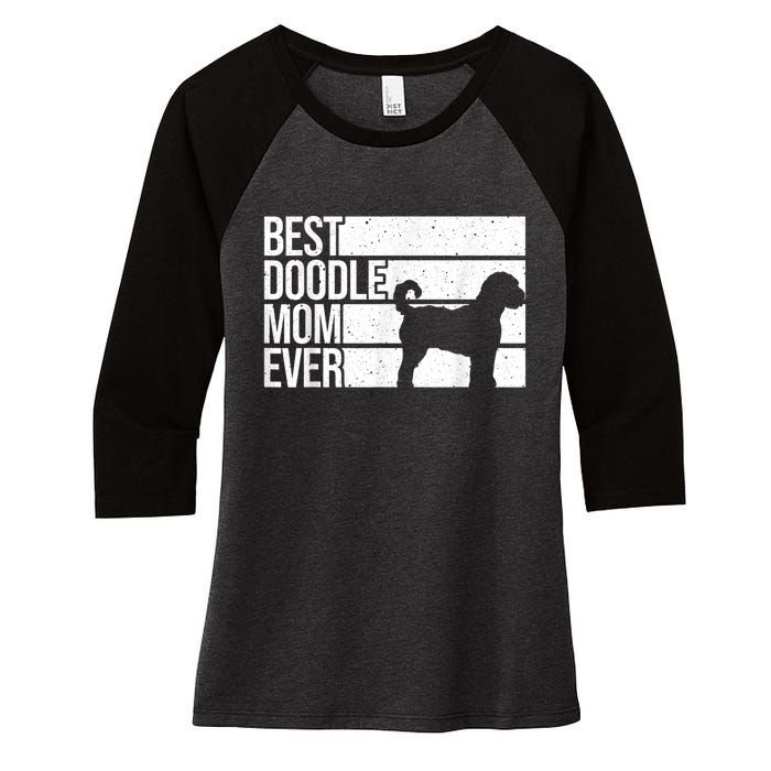 Cool Doodle Mom Art Women Aussiedoodle Goldendoodle Dog Women's Tri-Blend 3/4-Sleeve Raglan Shirt