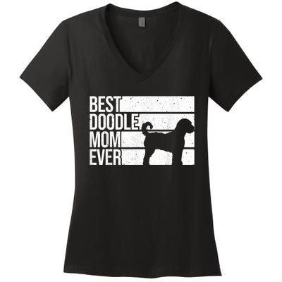 Cool Doodle Mom Art Women Aussiedoodle Goldendoodle Dog Women's V-Neck T-Shirt